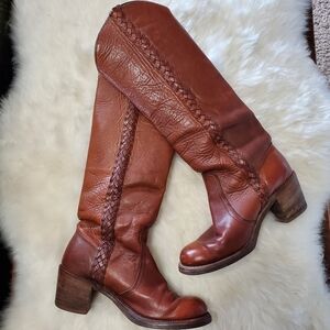FRYE Vintage Leather Braided pull on Boots sz. 6